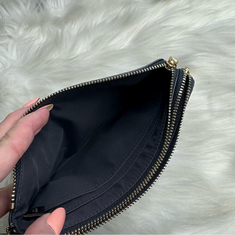 Coach Double Zip Pebbled Leather Corner Zip Wristlet - Picture 5 of 9